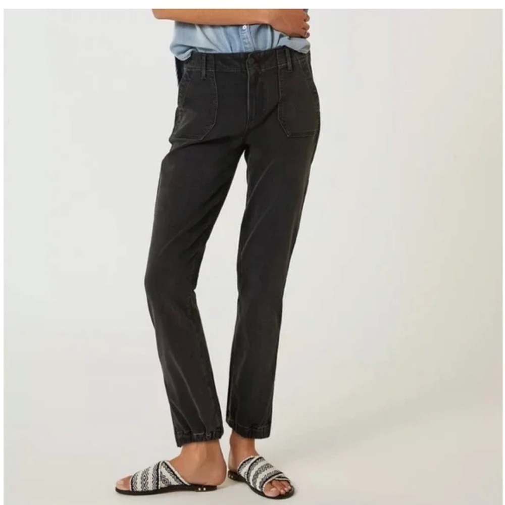 NWT Paige Mayslie Jogger Jeans Faded Mist Black Relaxed Sz 33